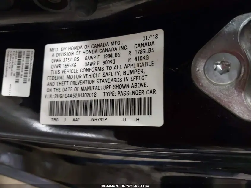 2018 HONDA CIVIC LX