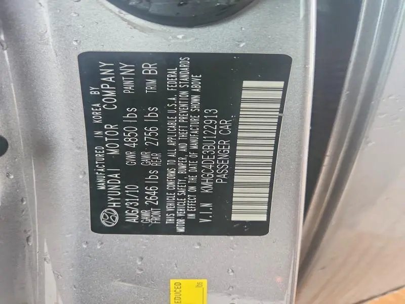 2011 HYUNDAI GENESIS 3.8L  