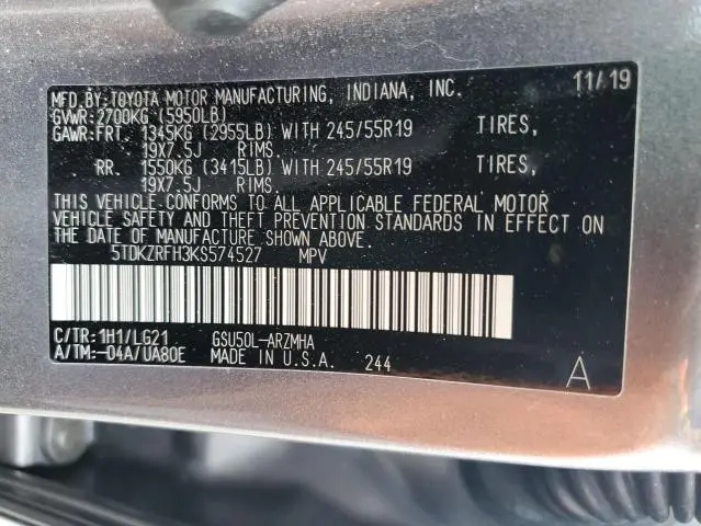 2019 TOYOTA HIGHLANDER SE  