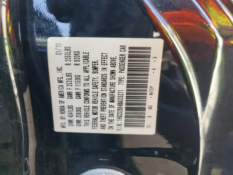 2011 HONDA ACCORD EXL  