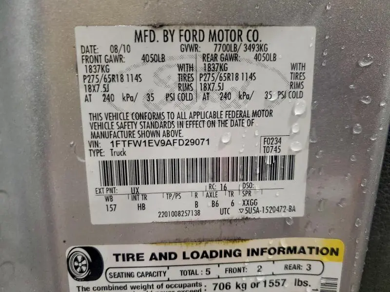 2010 FORD F150 SUPERCREW  