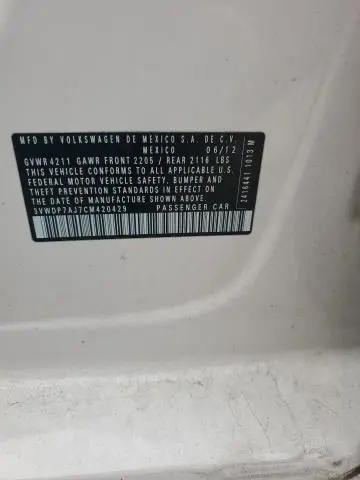 2012 VOLKSWAGEN JETTA SE  