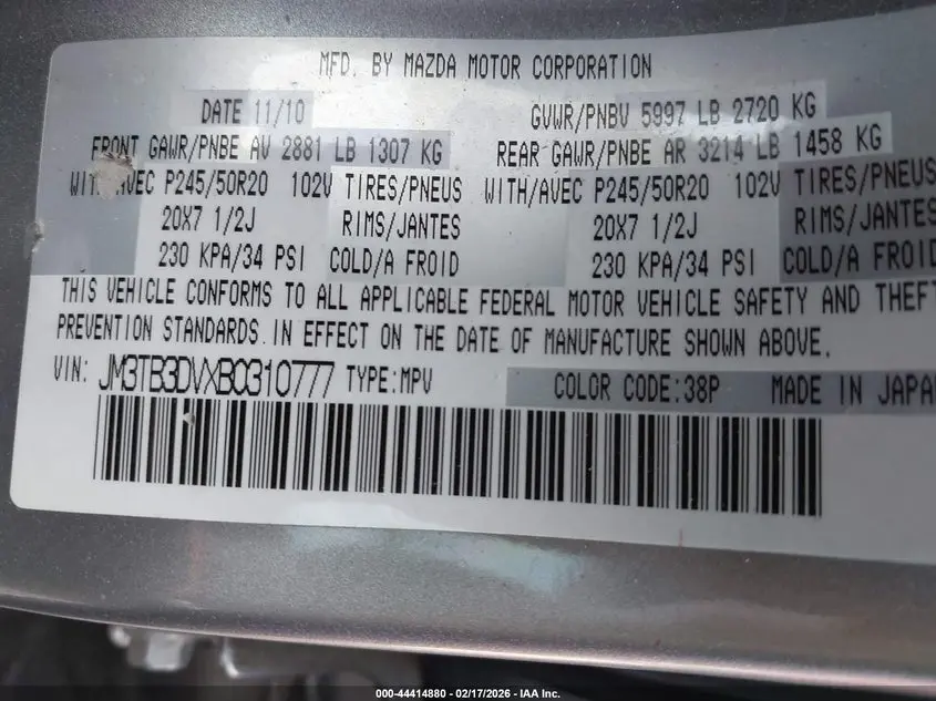 2011 MAZDA CX-9 GRAND TOURING