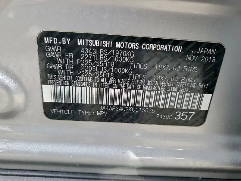 2019 MITSUBISHI OUTLANDER SPORT ES  