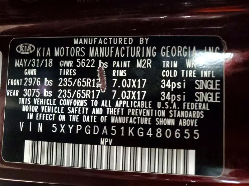 2019 KIA SORENTO LX V6  