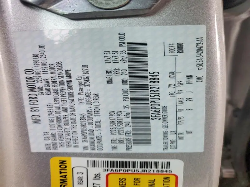 2018 FORD FUSION SE PHEV  