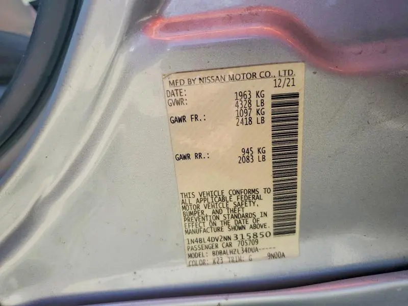 2022 NISSAN ALTIMA SV  