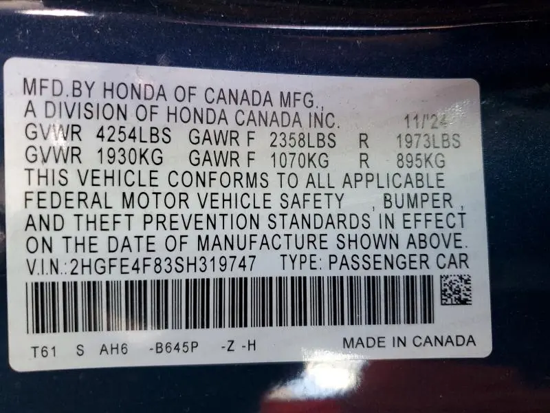 2025 HONDA CIVIC SPORT  