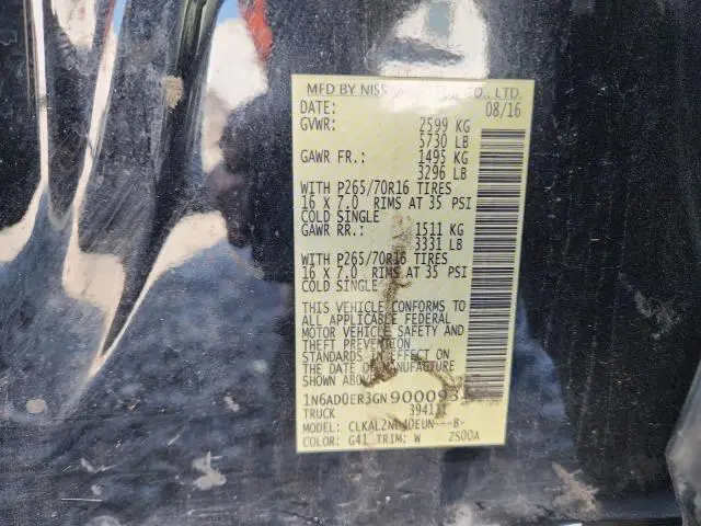 2016 NISSAN FRONTIER S  