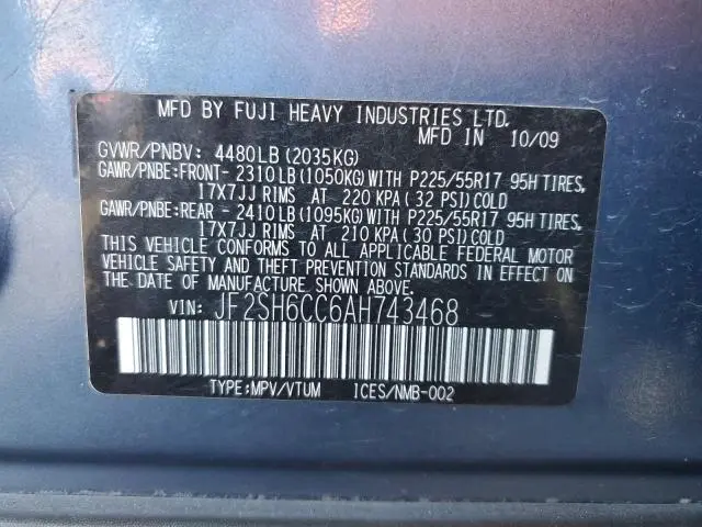 2010 SUBARU FORESTER 2.5X PREMIUM  