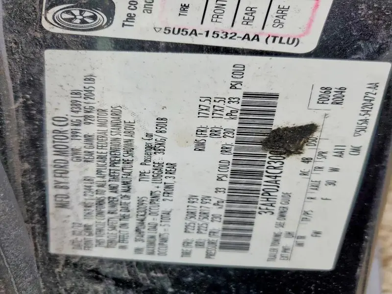 2012 FORD FUSION SEL  