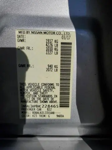 2017 NISSAN ALTIMA 2.5  