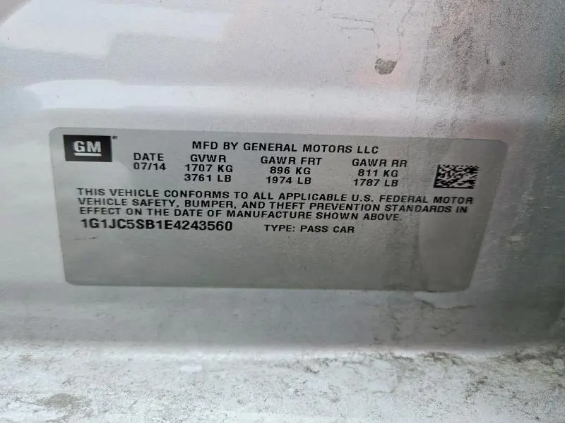 2014 CHEVROLET SONIC LT  