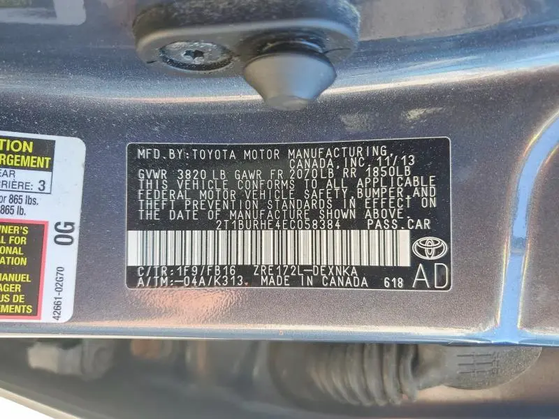 2014 TOYOTA COROLLA LE  