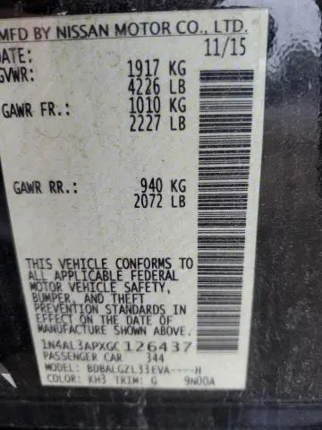 2016 NISSAN ALTIMA 2.5  