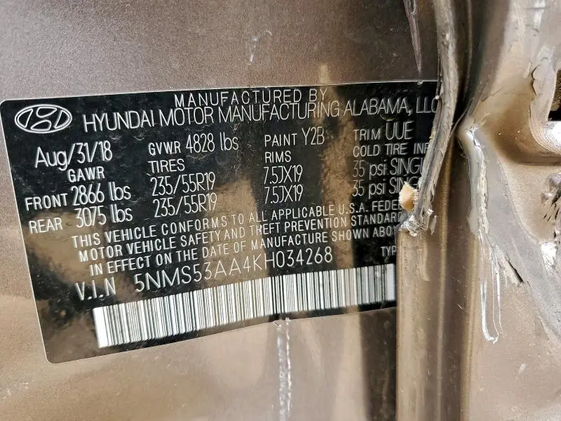 2019 HYUNDAI SANTA FE LIMITED  