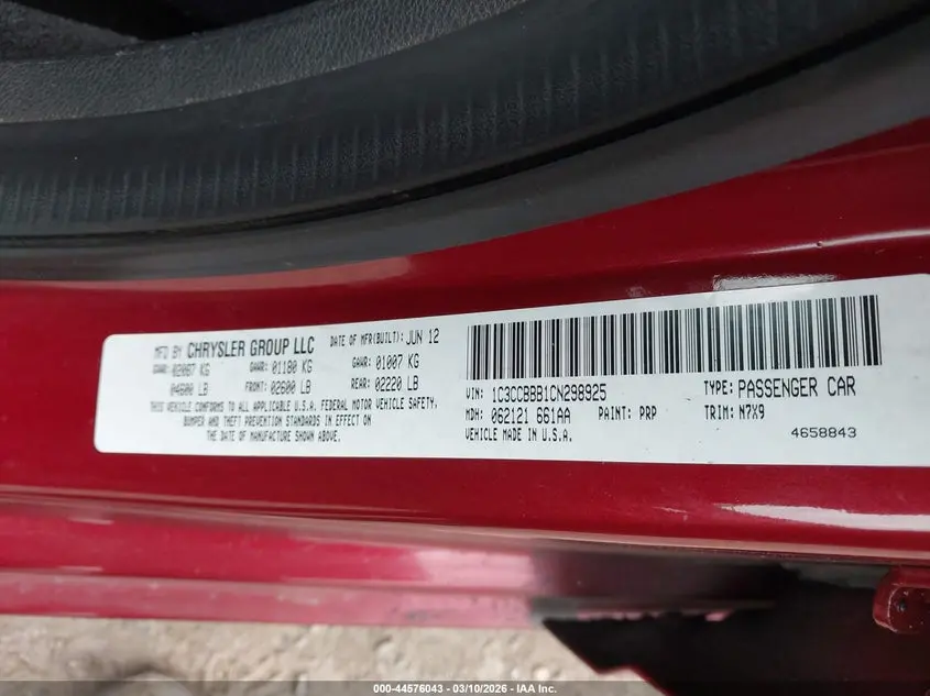 2012 CHRYSLER 200 TOURING