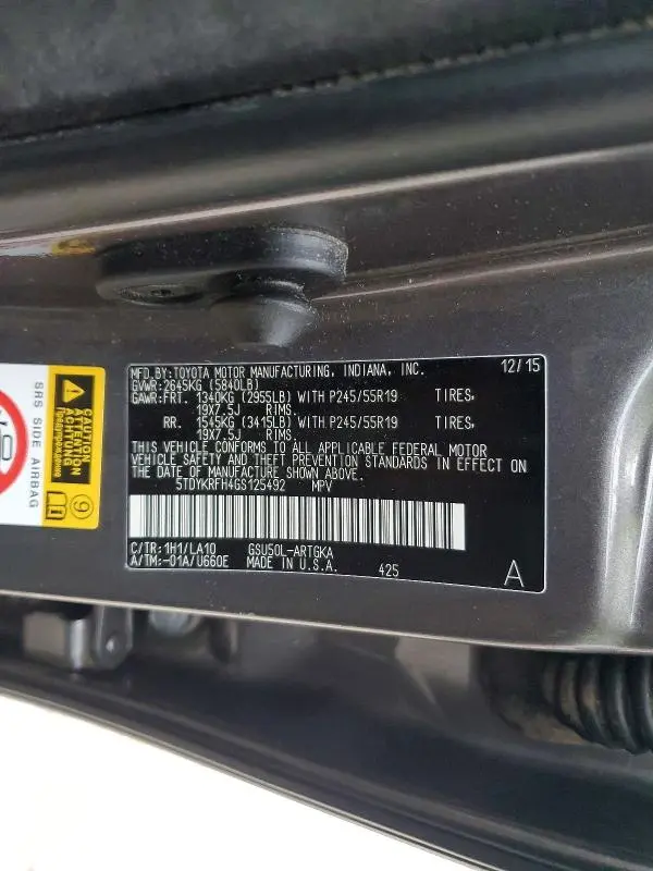 2016 TOYOTA HIGHLANDER LIMITED  