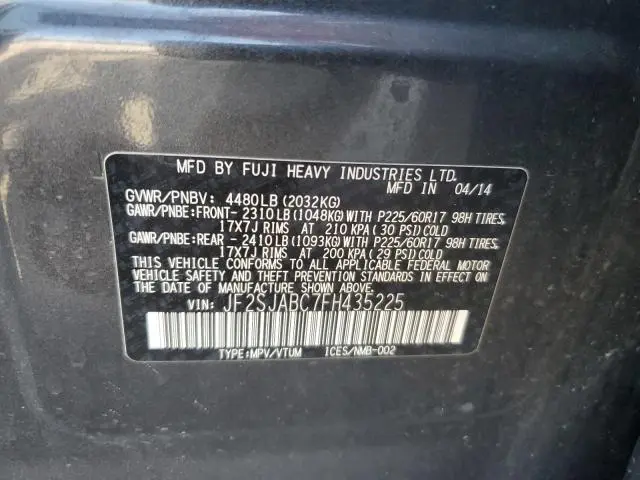 2015 SUBARU FORESTER 2.5I  