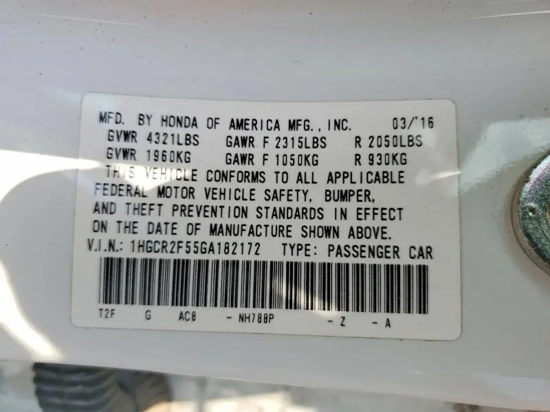 2016 HONDA ACCORD SPORT