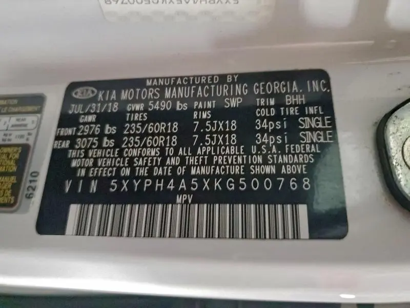 2019 KIA SORENTO EX V6  