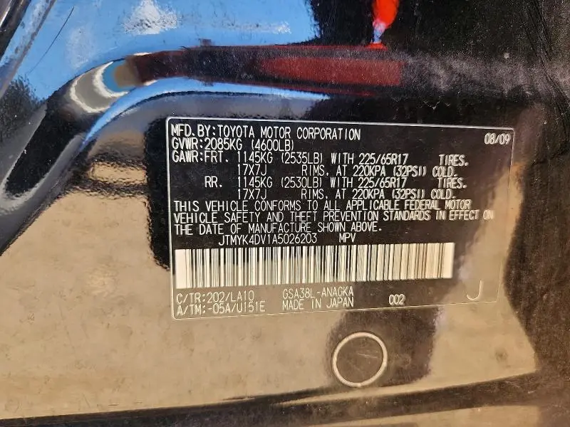 2010 TOYOTA RAV4 LIMITED  