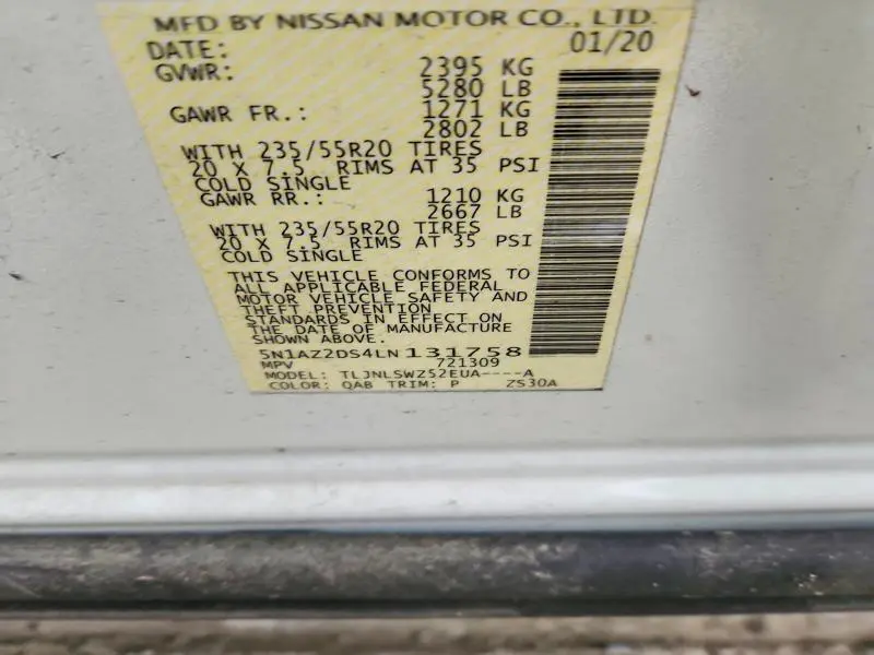 2020 NISSAN MURANO PLATINUM  