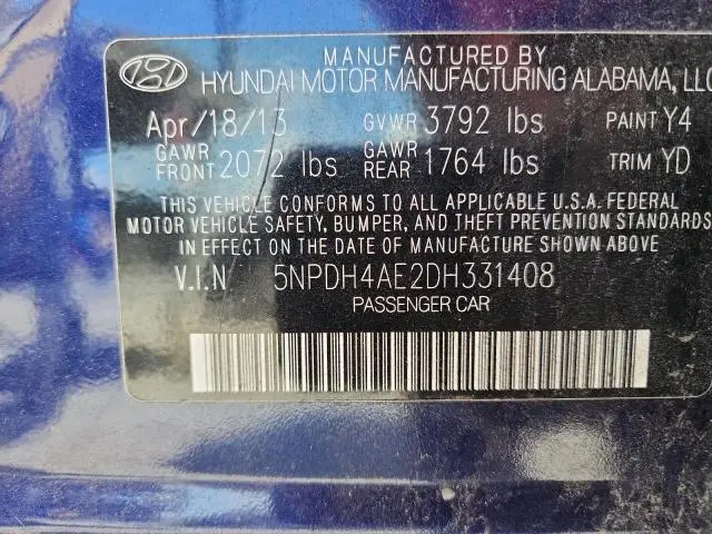 2013 HYUNDAI ELANTRA GLS  