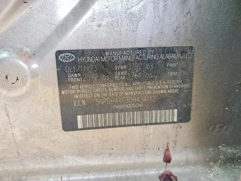 2013 HYUNDAI ELANTRA LIMITED  