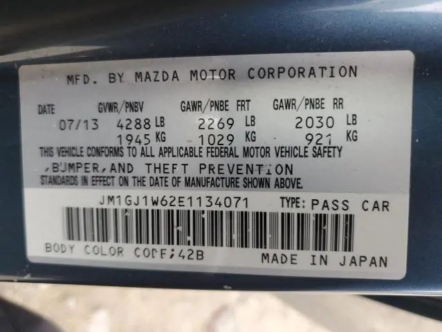 2014 MAZDA 6 GRAND TOURING  