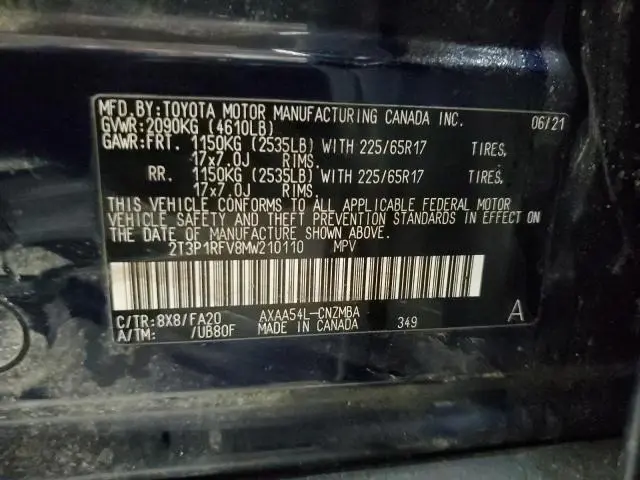 2021 TOYOTA RAV4 XLE  