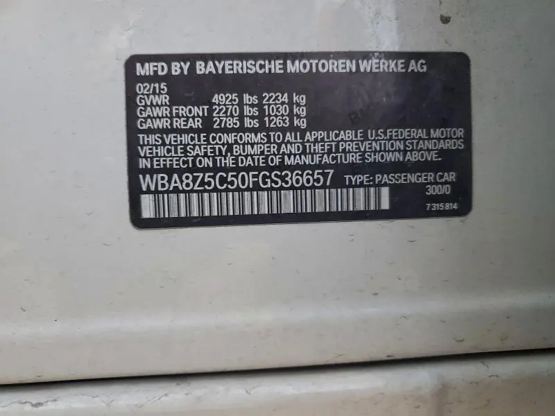 2015 BMW 328 XIGT SULEV  