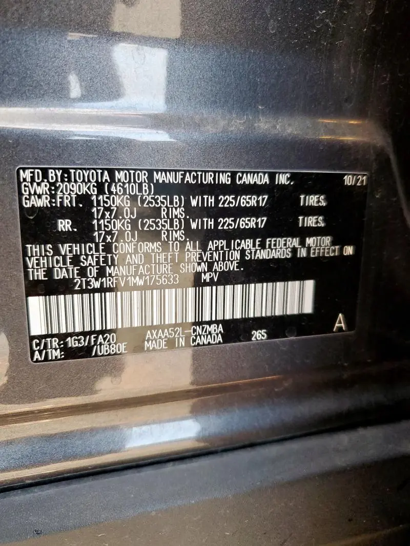 2021 TOYOTA RAV4 XLE  