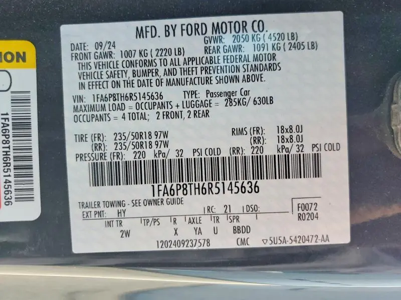 2024 FORD MUSTANG   
