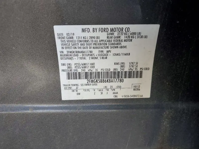 2019 FORD FLEX SE  