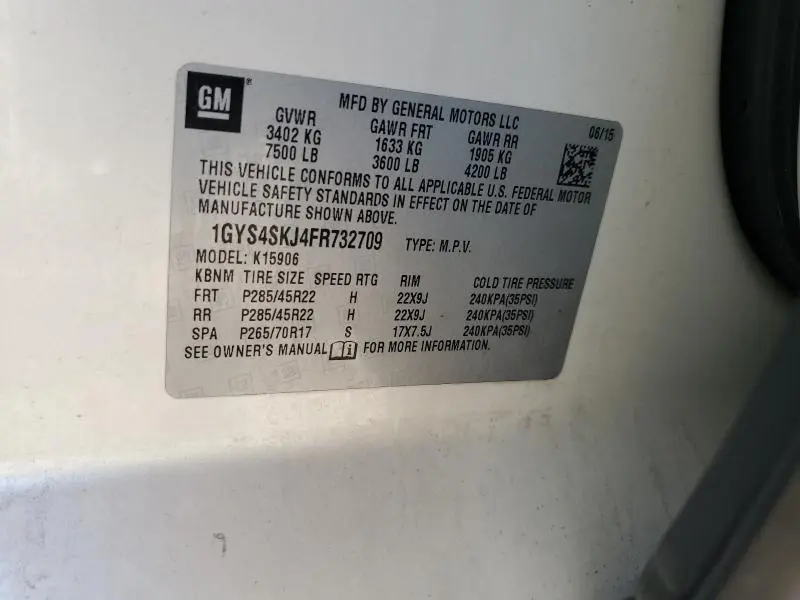 2015 CADILLAC ESCALADE ESV LUXURY  