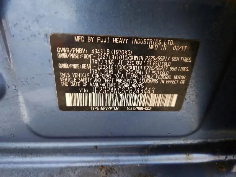 2017 SUBARU CROSSTREK LIMITED  