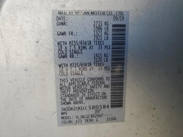 2020 NISSAN PATHFINDER SL  