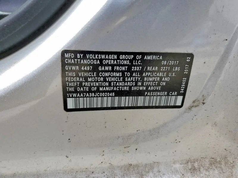 2018 VOLKSWAGEN PASSAT S/R-LINE  