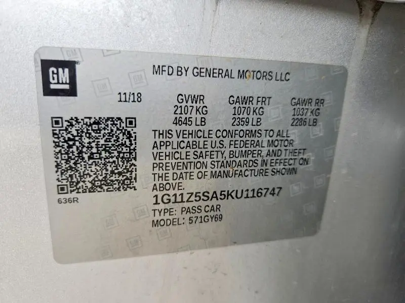 2019 CHEVROLET IMPALA LT  
