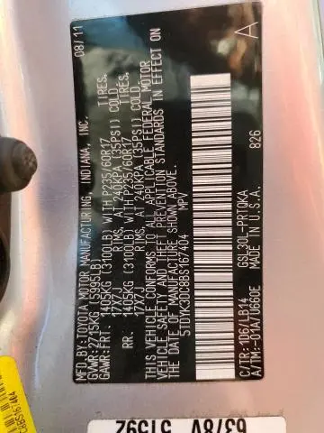 2011 TOYOTA SIENNA XLE  