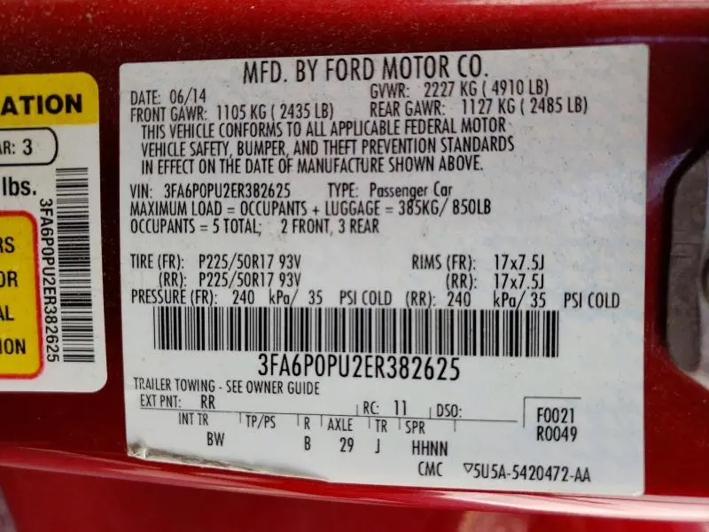 2014 FORD FUSION SE PHEV  