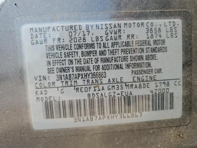 2017 NISSAN SENTRA S  