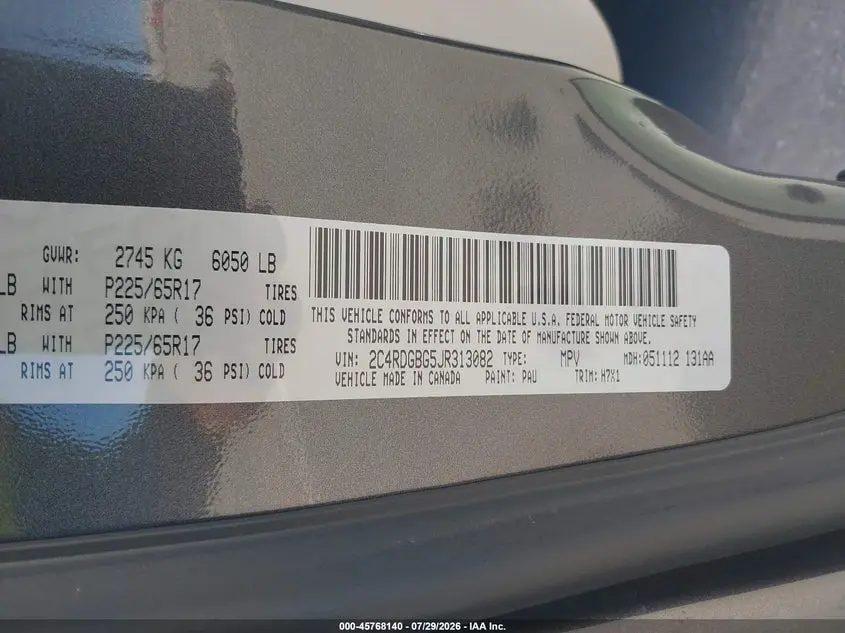 2018 DODGE GRAND CARAVAN SE