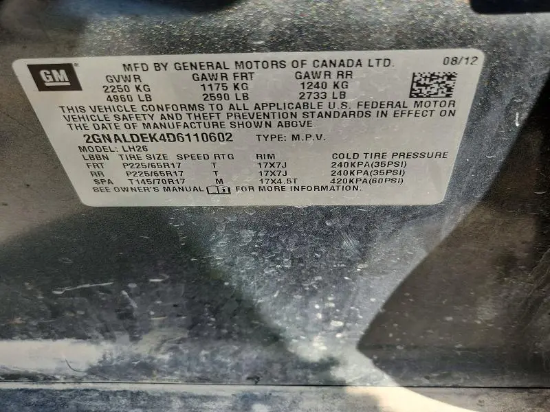 2013 CHEVROLET EQUINOX LT  