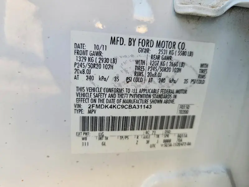 2012 FORD EDGE LIMITED  