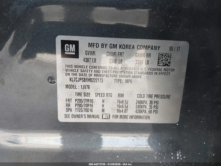 2017 CHEVROLET TRAX LT