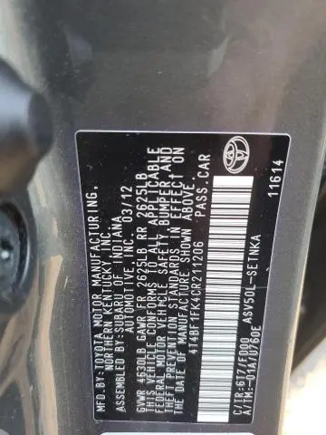 2012 TOYOTA CAMRY BASE  