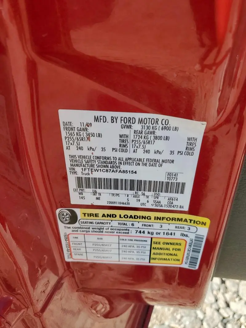 2010 FORD F150 SUPERCREW  