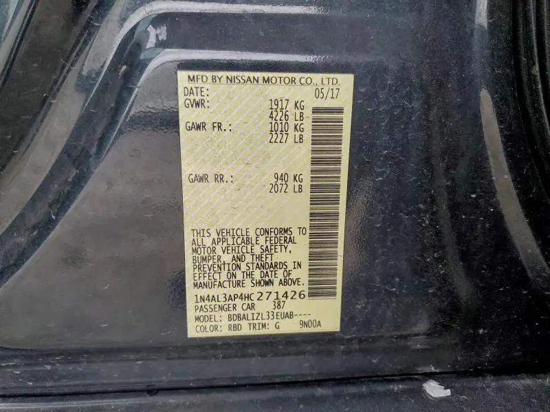 2017 NISSAN ALTIMA 2.5  